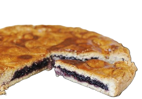 Part de gâteau basque à la cerise noire